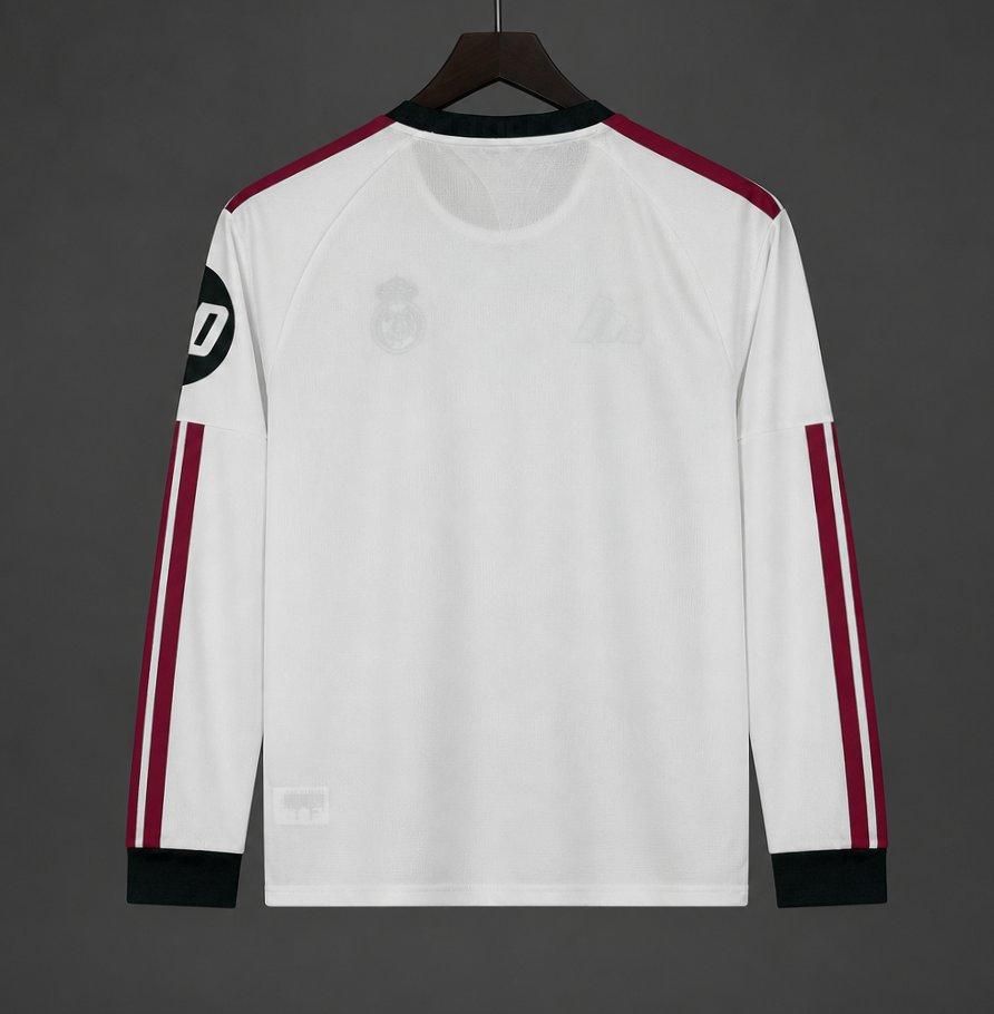 26/27 Real Madrid White with Burgundy Stripes Long Sleeve Home Shirt