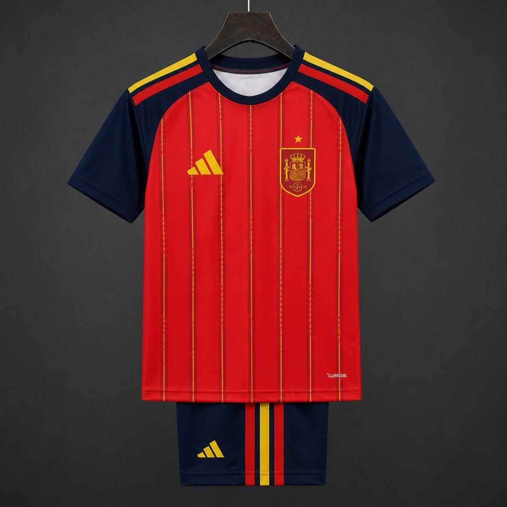 2 Star 2026 Kids Spain Home Shirt With Champion Patch