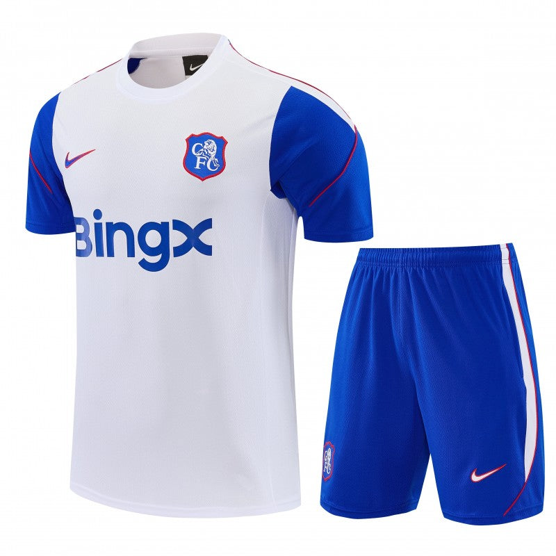 26/27 Chelsea White&Blue Short Sleeve+Soccer Shorts