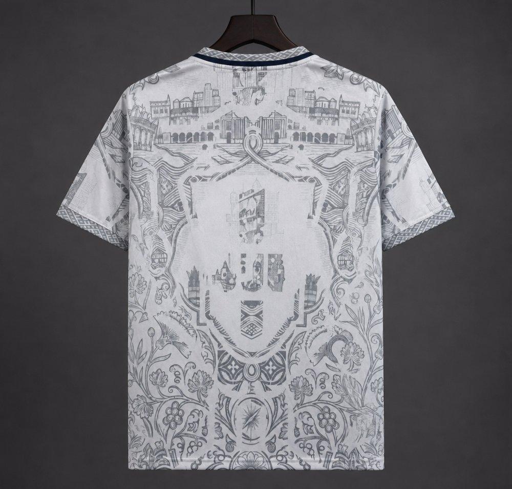 2026 Portugal White with Grey Azulejo Tile and Floral Tapestry Pattern Special Edition Shirt
