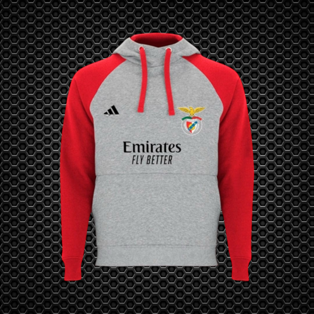 Benfica - Sweat-shirt com capuz - Vermelha/Cinza - REF 1058 - 5860