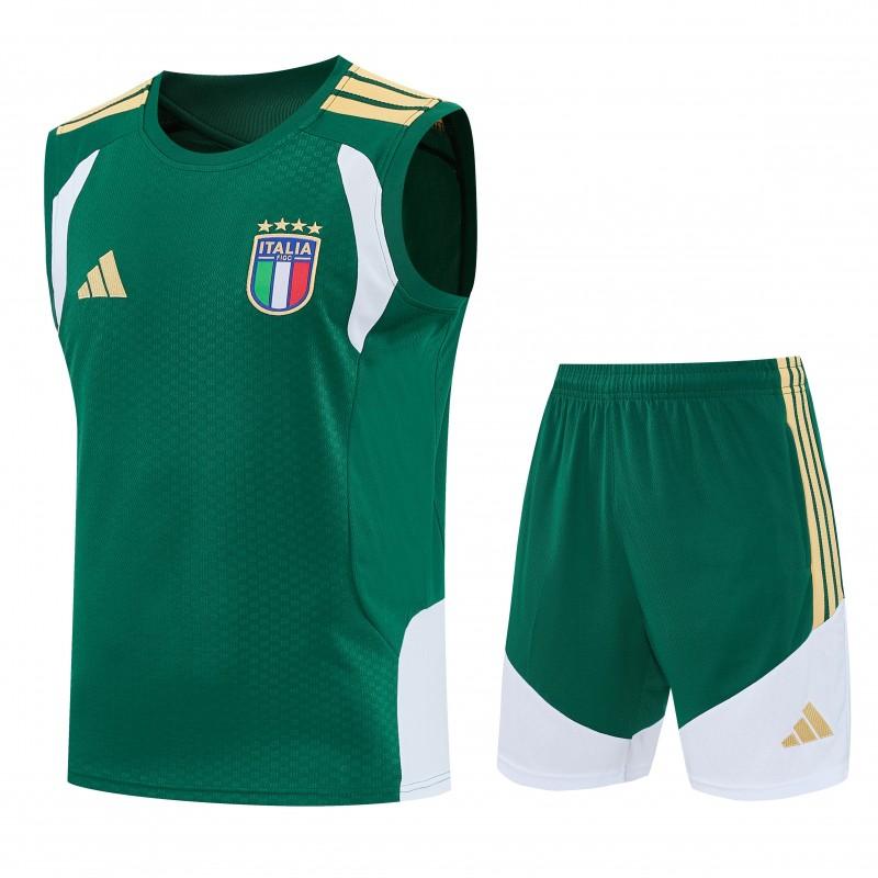 26/27 Italy Green Sleeveless Training Vest +Soccer Shorts