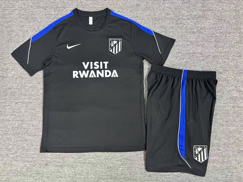 2026 Kids Atletico Madrid Black Short Sleeve+Soccer Shorts