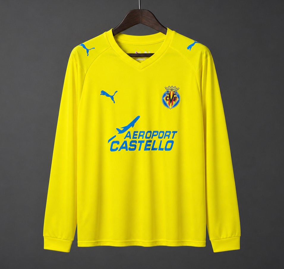 Retro 08/09 Villarreal CF Home Long Sleeve Shirt