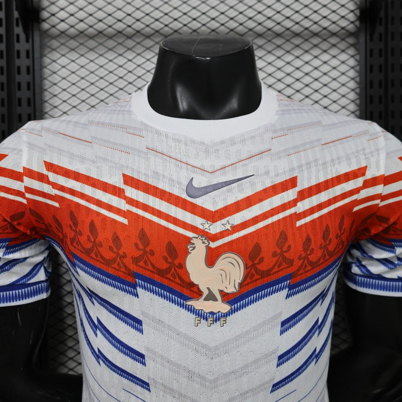 Player Version 2026 France Away White with Red & Blue Chevron Stripe Special Edition Shirt