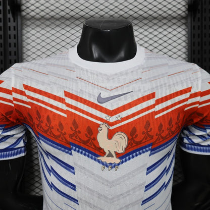 Player Version 2026 France Away White with Red & Blue Chevron Stripe Special Edition Shirt