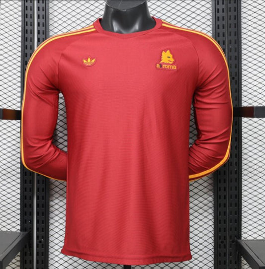 Player Version 2026 AS Roma Deep Red  84/85 Vintage Remake  Long Sleeve Home Shirt