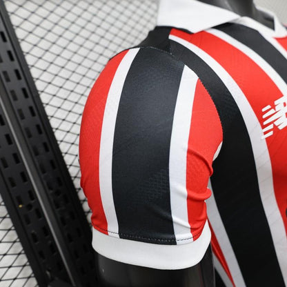 Player Version 26/27 São Paulo FC Away Red & Black Stripe  With White Collar Shirt