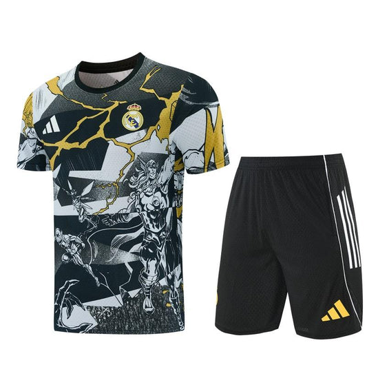 26/27  Real Madrid Black x Marvel  Short Sleeve+Soccer Shorts