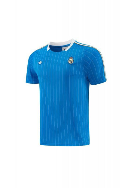 26/27 Real Madrid  Blue Pinstripe  Short Sleeve+Soccer Shorts