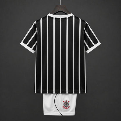 26/27 Kids Corinthians Black & White Stripes Away Shirt Kit