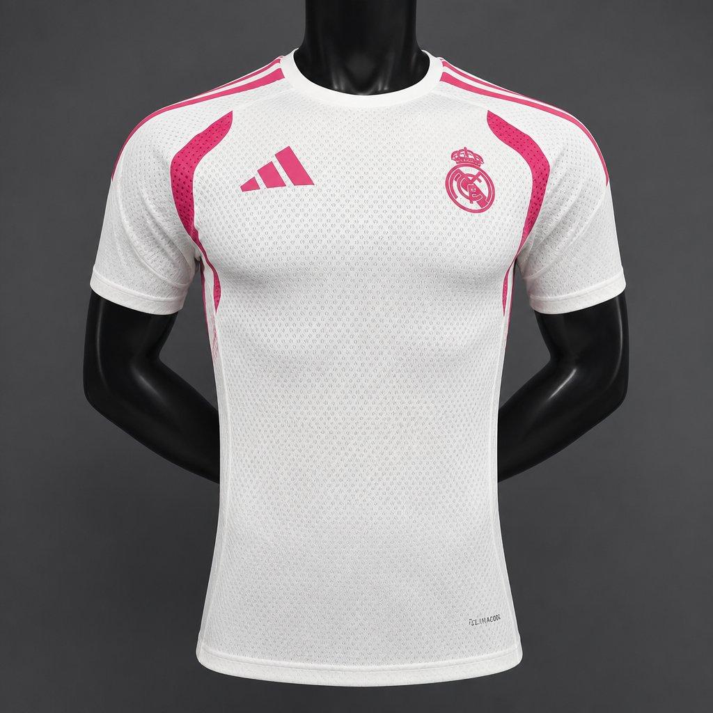 26/27 Real Madrid White with Pink Training Shirt