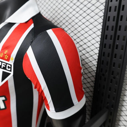 Player Version 26/27 São Paulo FC Away Red & Black Stripe  With White Collar Shirt