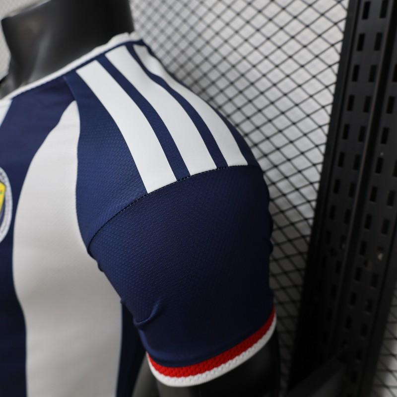 Player Version 2027 Scotland Away White/Navy Vertical Stripes Shirt