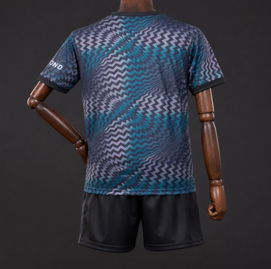 26/27 Kids PSG/Paris Saint-Germain Home Goalkeeper Black/Blue Zigzag Pattern Shirt