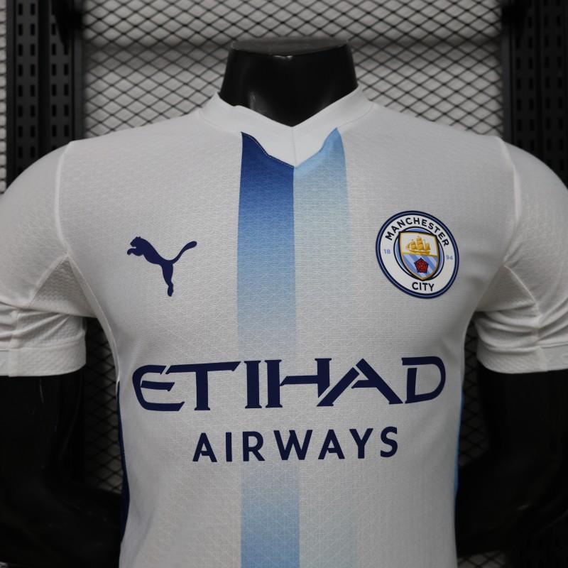 Player Version 26/27 Manchester City White with Blue Stripe Away Shirt