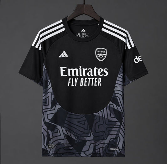 26/27 Arsenal Black with Dark Grey Geometric Contour Pattern Goalkeeper Shirt Set