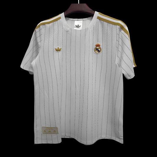 2026 Real Madrid Adidas Terrace Icons White Gold Shirt