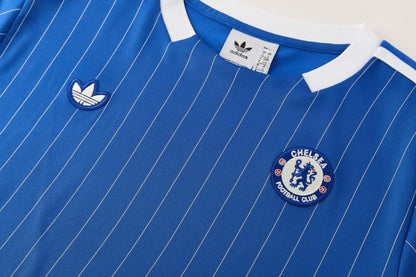 26/27 Chelsea FC  Blue  Stripes Short Sleeve+ White Soccer Shorts