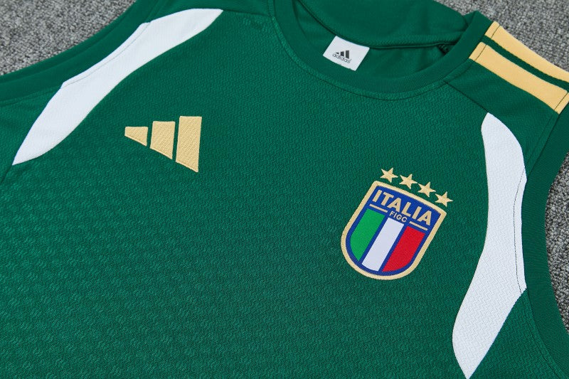 26/27 Italy Green Sleeveless Training Vest +Soccer Shorts