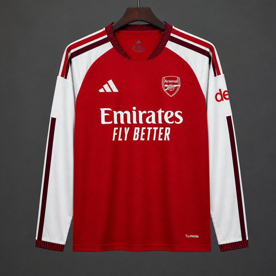 26/27 Arsenal Red with White Long Sleeve Home Shirt