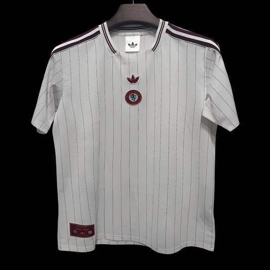 2026 Aston Villa Adidas Terrace Icons White Shirt