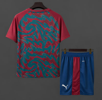 2026 Portugal  Pre-Match Red/Green Training Shirt + Shorts Set