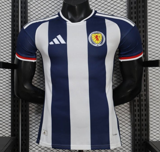 Player Version 2027 Scotland Away White/Navy Vertical Stripes Shirt