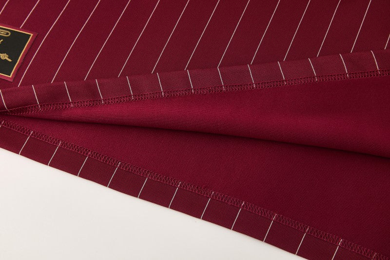 26/27  Arsenal  Maroon Pinstripe Short Sleeve+Soccer Shorts