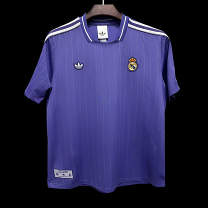 2026 Real Madrid Adidas Terrace Icons Purple Pinstripe Shirt