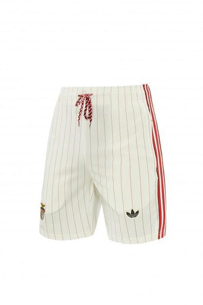26/27 Benfica × Adidas Originals Off-White Pinstripe Short Sleeve+Soccer Shorts