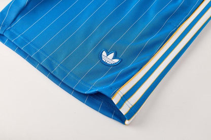 26/27 Real Madrid  Blue Pinstripe  Short Sleeve+Soccer Shorts