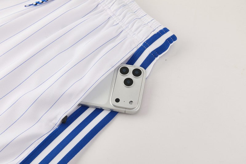 26/27 Chelsea FC  Blue  Stripes Short Sleeve+ White Soccer Shorts