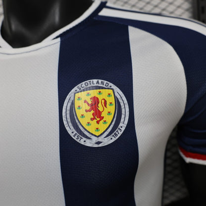 Player Version 2027 Scotland Away White/Navy Vertical Stripes Shirt