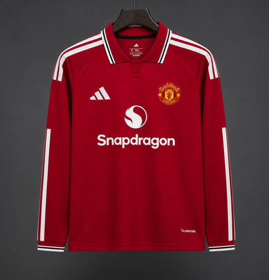 26/27 Manchester United Red with White Stripes Long Sleeve Home Shirt