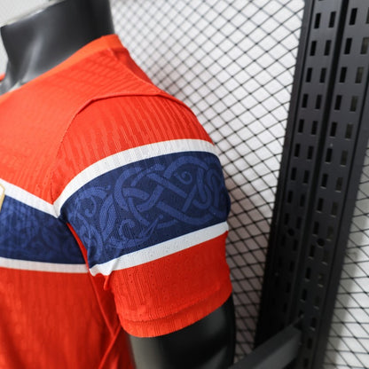 Player Version 2026 Norway Red & Blue with Flag Cross Pattern Home Shirt