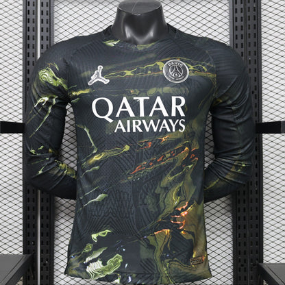 Player Version 26/27 Paris Saint-Germain Fourth Black & Gold/Green Lava Print Long Sleeve Special Edition Shirt