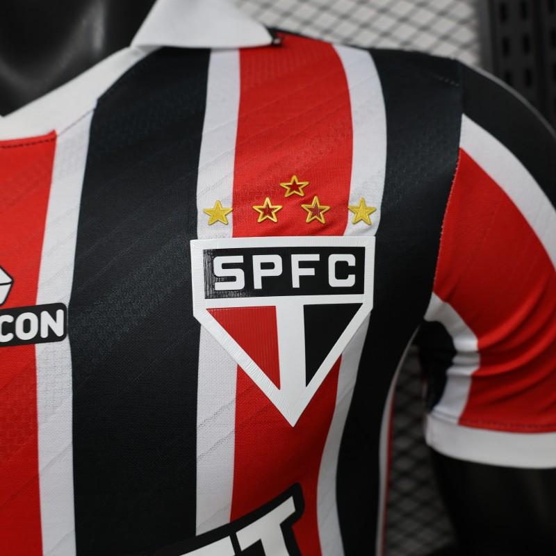 Player Version 26/27 São Paulo FC Away Red & Black Stripe  With White Collar Shirt