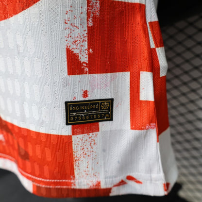 Player Version 2026 Croatia Home Red White with Checkerboard Pattern Shirt