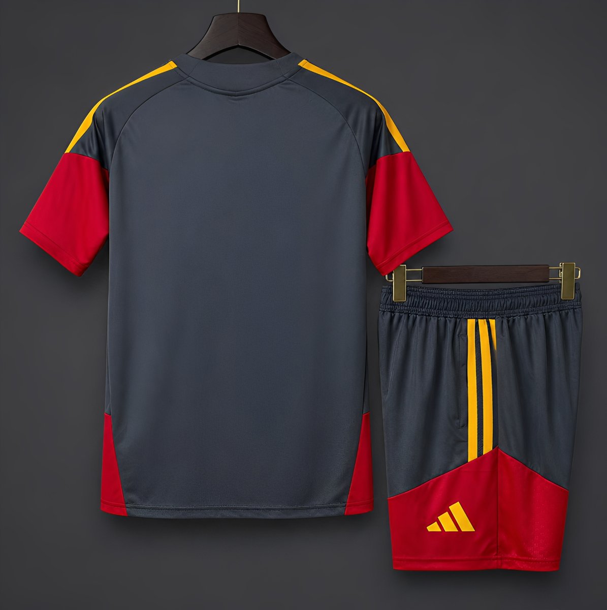 26/27 AS Roma Dark Grey/Red/Yellow Training Shirt+Shorts