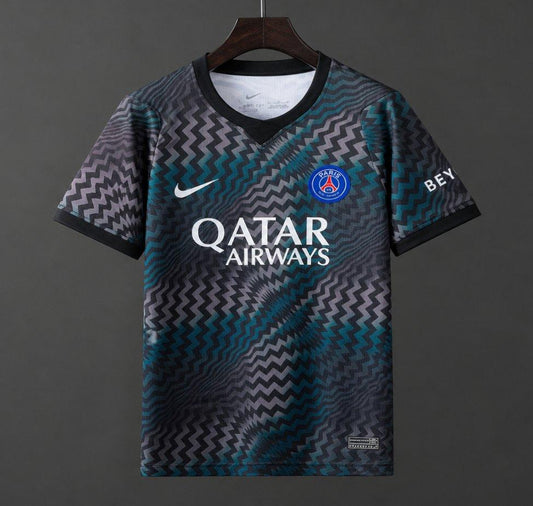 26/27 PSG/Paris Saint-Germain Home Goalkeeper Black/Blue Zigzag Pattern Shirt