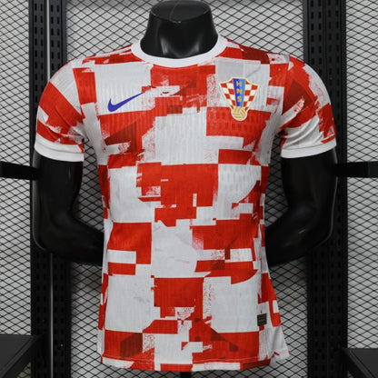 Player Version 2026 Croatia Home Red White with Checkerboard Pattern Shirt