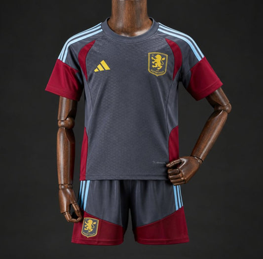26/27 Kids Aston Villa Grey & Claret Training Kit Shirt