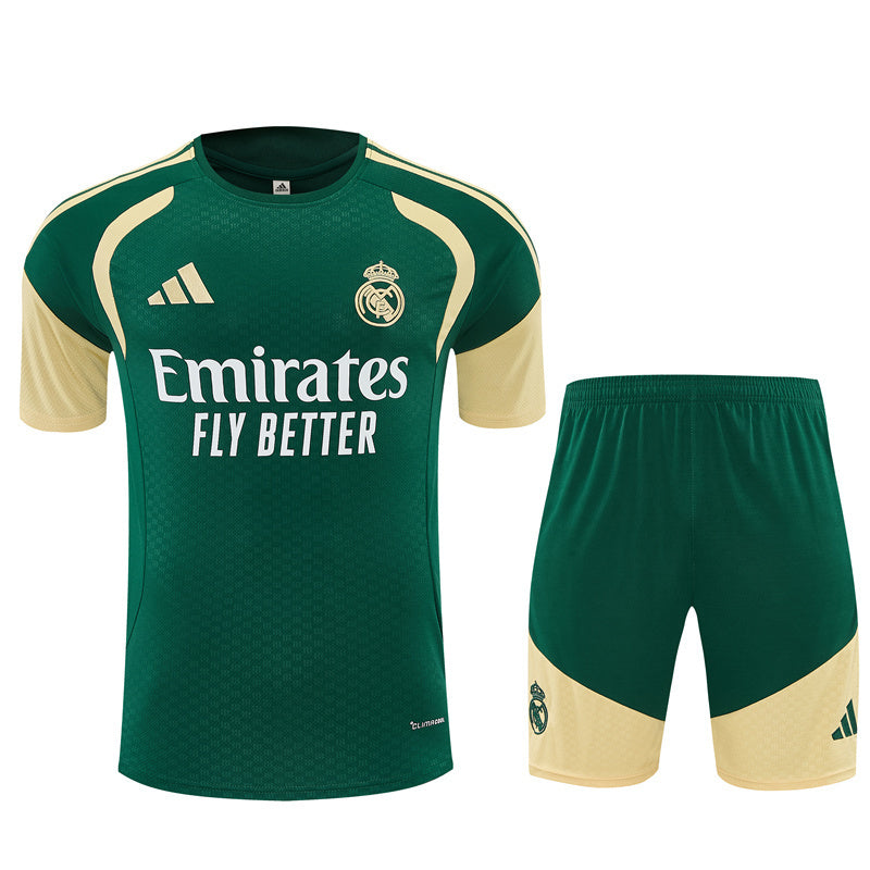 2026 Real Madrid Green & Cream  Short Sleeve+Soccer Shorts
