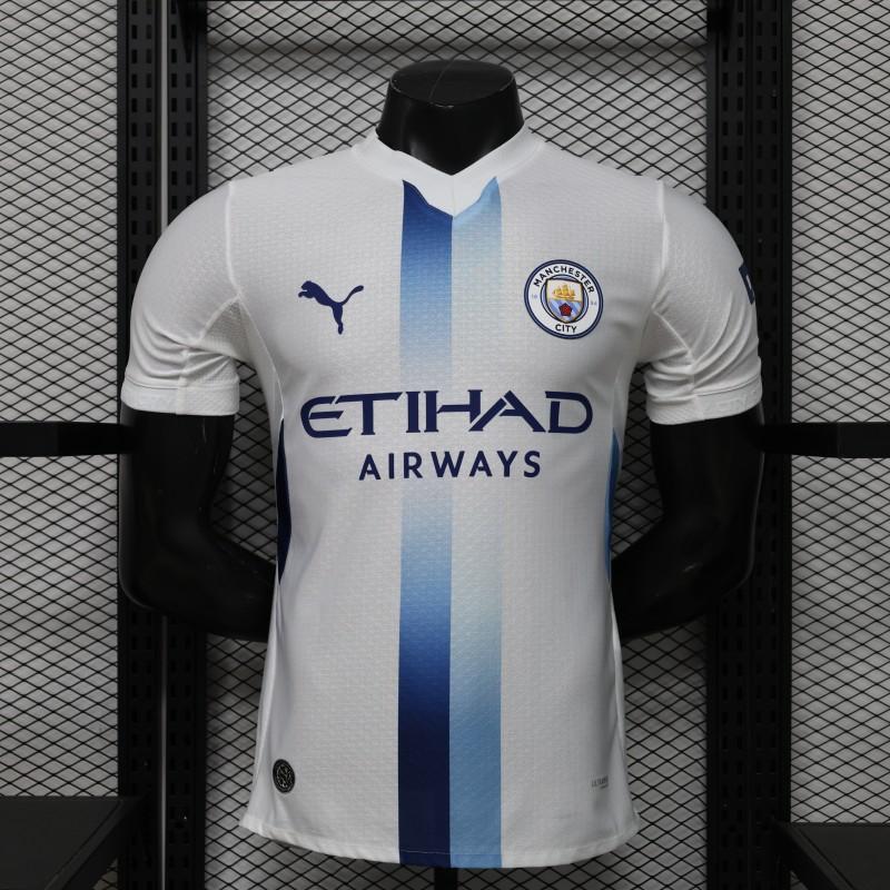 Player Version 26/27 Manchester City White with Blue Stripe Away Shirt