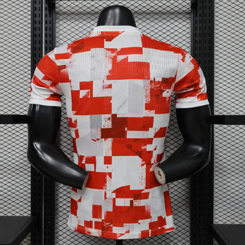 Player Version 2026 Croatia Home Red White with Checkerboard Pattern Shirt