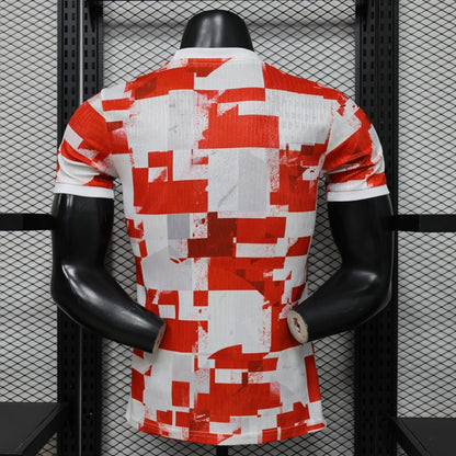Player Version 2026 Croatia Home Red White with Checkerboard Pattern Shirt