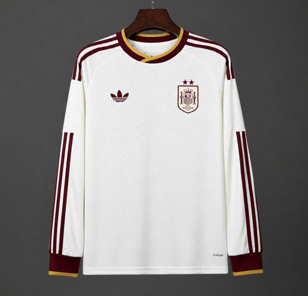 2 Star 2026 Spain Away White Long Sleeve Shirt With Champion Patch