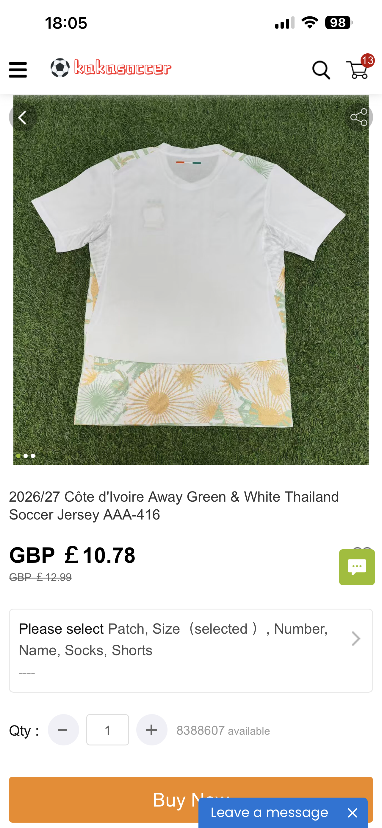 IVORY COAST AWAY SHIRT 2026