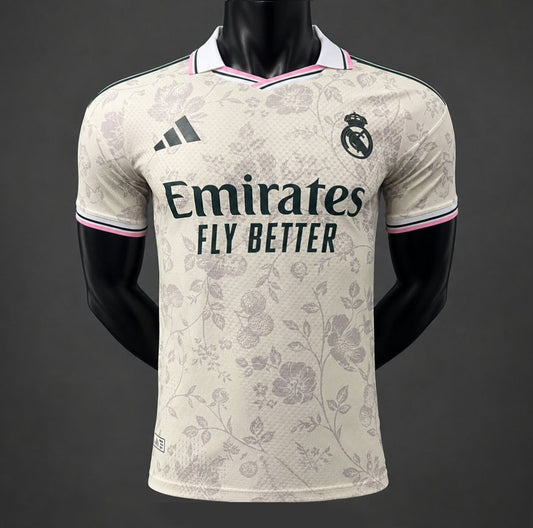 Player Version 26/27 Real Madrid Cream with Floral Pattern Special Edition Shirt